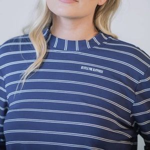 Crescent Drive Mock-neck Striped 1/2 Sleeve Top